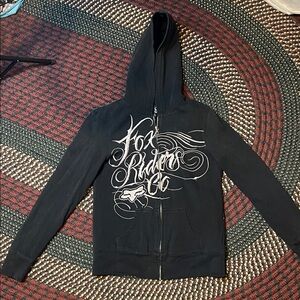 Vintage Y2K Fox Racing Hoodie Jacket Black Full Zip Women's Medium